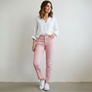 Sandrine Rose x Free People Palm Embroidered Pink Skinny Jeans Size 31 NWT